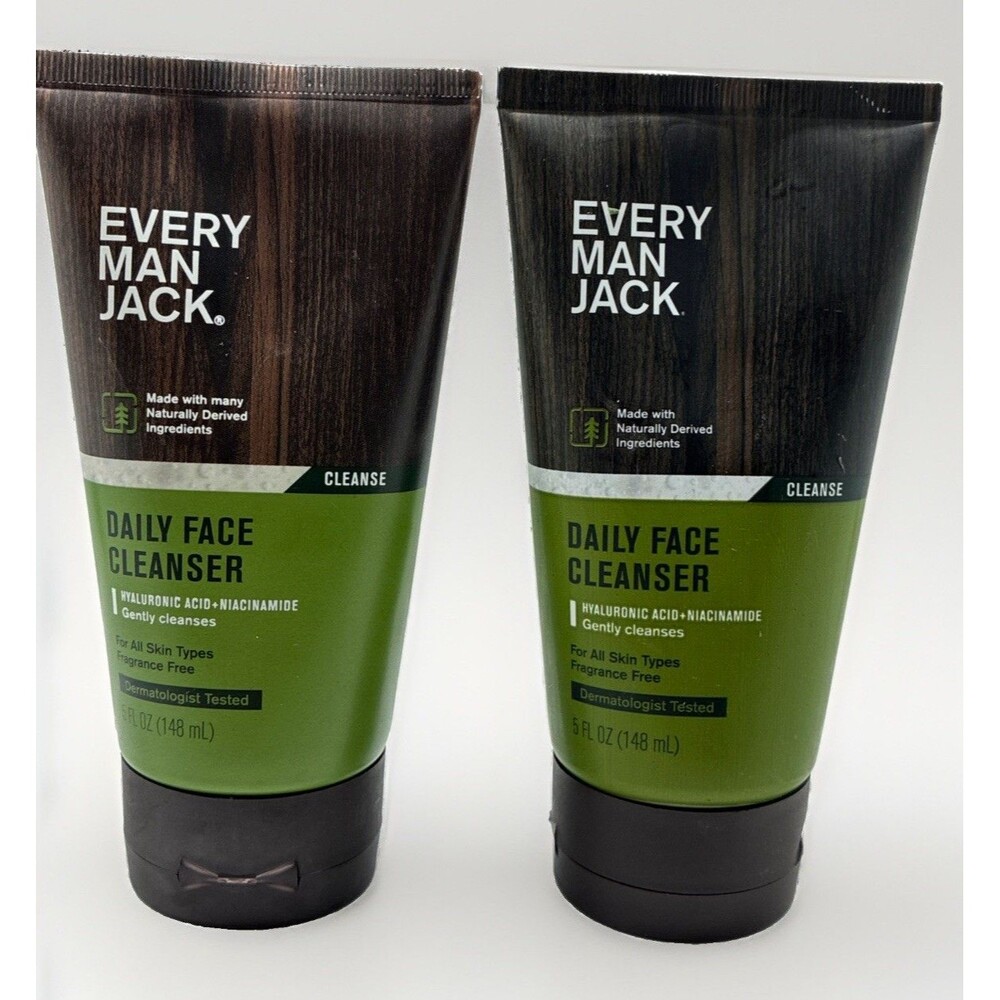Every Man Jack Daily Face Cleanser 5 FL Oz Hyaluronic Acid+Niacinamide Lot Of 2